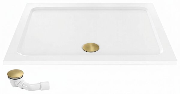 Sprchová akrylová vanička Rea Belmond White 80x100 Brush Gold