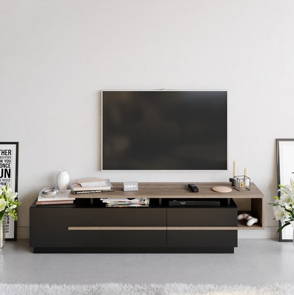 TV stolek/skříňka Pria (černá + ořech). Akce -24%