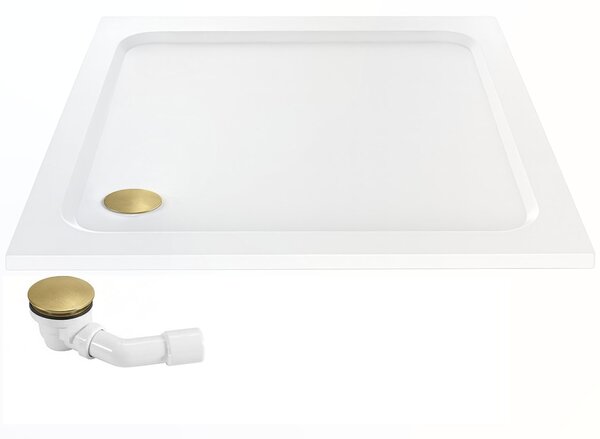 Sprchová akrylová vanička Rea Belmond White 80x80 Brush Gold