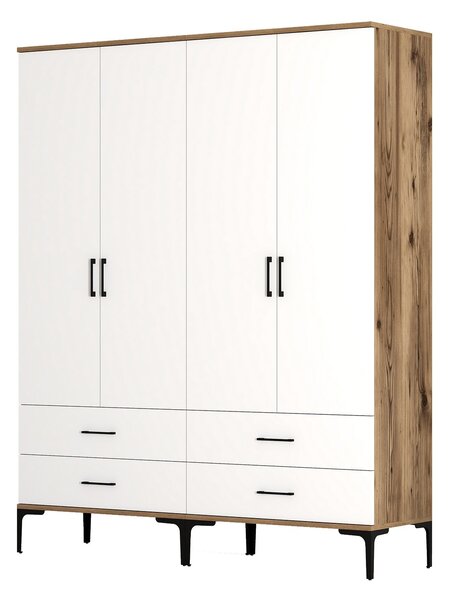 Šatní skříň Kiara TT (ořech + bílá). Akce -25%