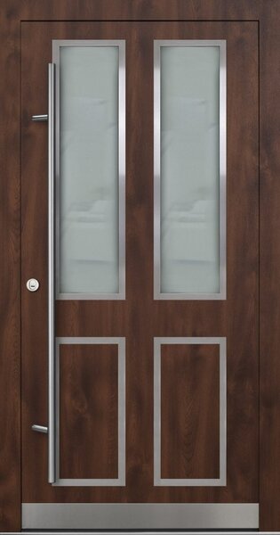 FM TÜREN Vchodové dveře s ocelovým opláštěním FM Turen model DS09 Orientace dveří: Levé, otevírání dovnitř, Dekor: Ořech, Standardní rozměr: 98 cm x 208 cm - vnější rozměr rámu