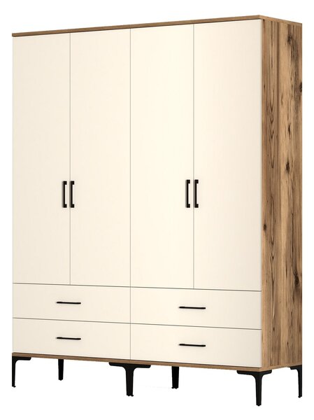 Šatní skříň Kiara TT (ořech + krémová). Akce -25%