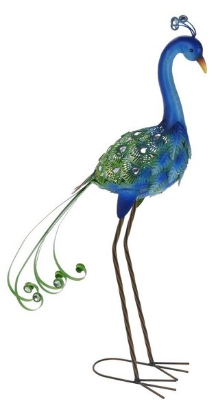 Zahradní kovová figurka Peafowl, 80 cm, modrá