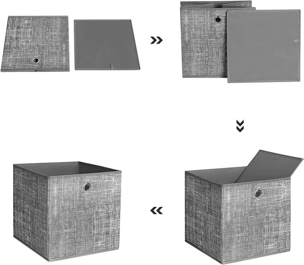 Úložný box Grey, sada 6ks, 30x30x30 cm, šedá