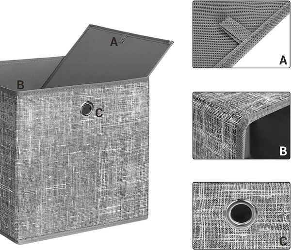 Úložný box Grey, sada 6ks, 30x30x30 cm, šedá