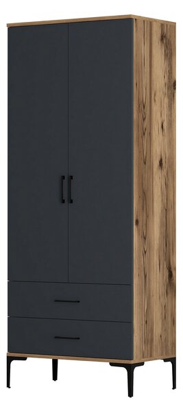 Šatní skříň Kiara T (ořech + antracit). Akce -25%