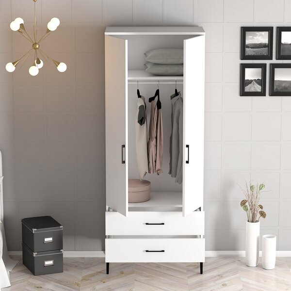 Šatní skříň Kiara T (bílá). Akce -25%