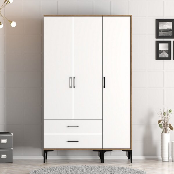 Šatní skříň Kiara ST (ořech + bílá). Akce -25%