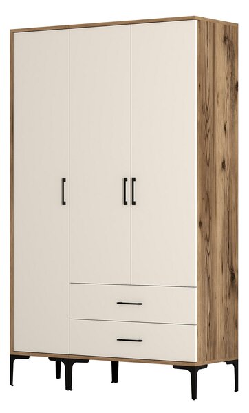 Šatní skříň Kiara ST (ořech + krémová). Akce -25%