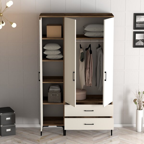 Šatní skříň Kiara ST (ořech + krémová). Akce -25%