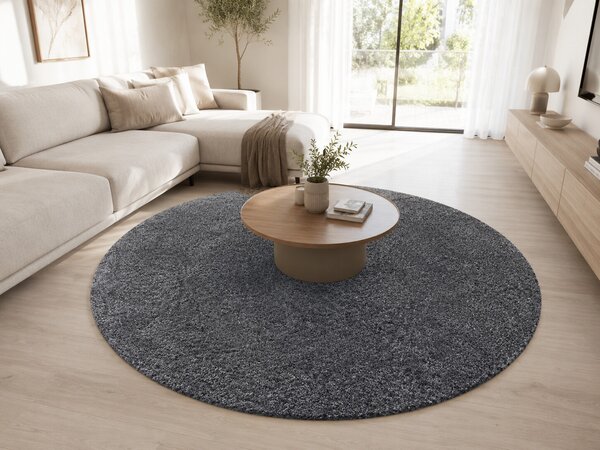 Ayyildiz, Kusový koberec Life Shaggy 1500 grey kruh, 120x120 (průměr) kruh, šedá, ložnice
