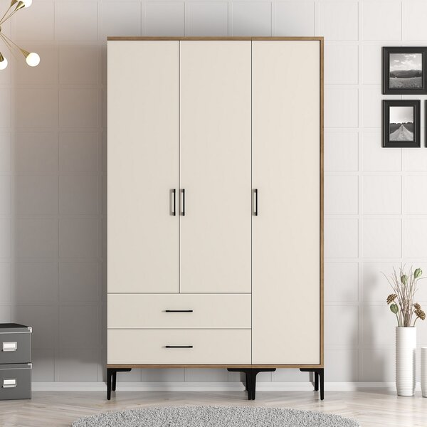 Šatní skříň Kiara ST (ořech + krémová). Akce -25%