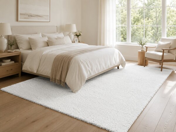 Ayyildiz, Kusový koberec Fluffy Shaggy 3500 white, 60x110, bílá, ložnice