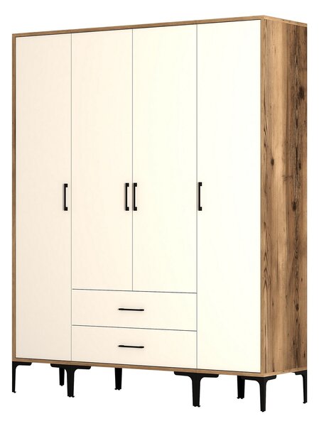 Šatní skříň Kiara STS (ořech + krémová). Akce -25%