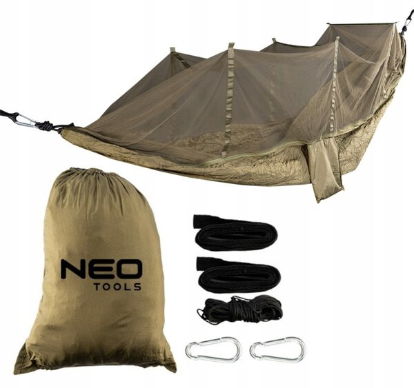 Houpací síť bez tyče Neo Tools zelená, nosnost 200 kg, 330 x 140 cm