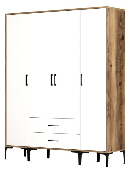 Šatní skříň Kiara STS (ořech + bílá). Akce -25%