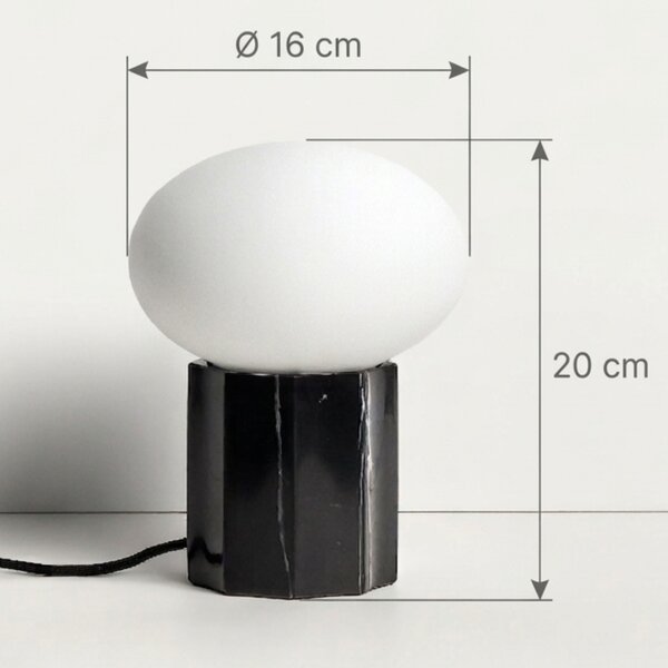 Kave Home Černá mramorová stolní lampa Idela Ø16 cm