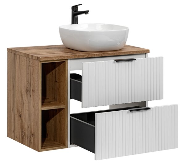 Koupelnová skříňka ADEL WHITE 80 cm + deska + regál + umyvadlo