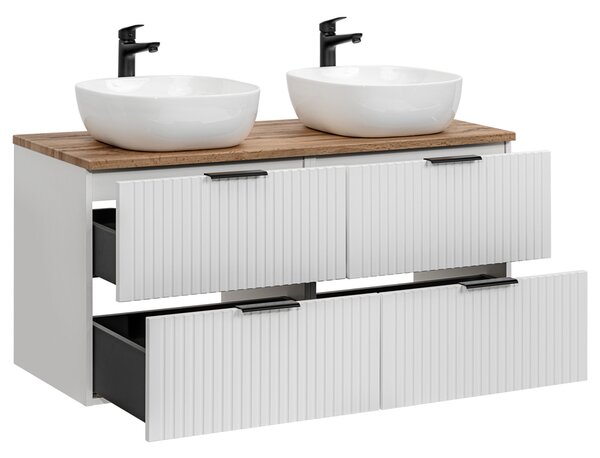 Sestava 2 koupelnových skříněk ADEL WHITE 120 cm + 2 umyvadla