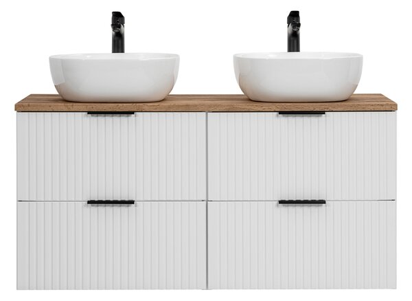 Sestava 2 koupelnových skříněk ADEL WHITE 120 cm + 2 umyvadla