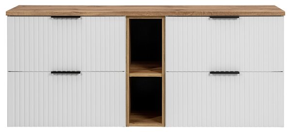 Sestava 2 koupelnových skříněk ADEL WHITE 140 cm + regál