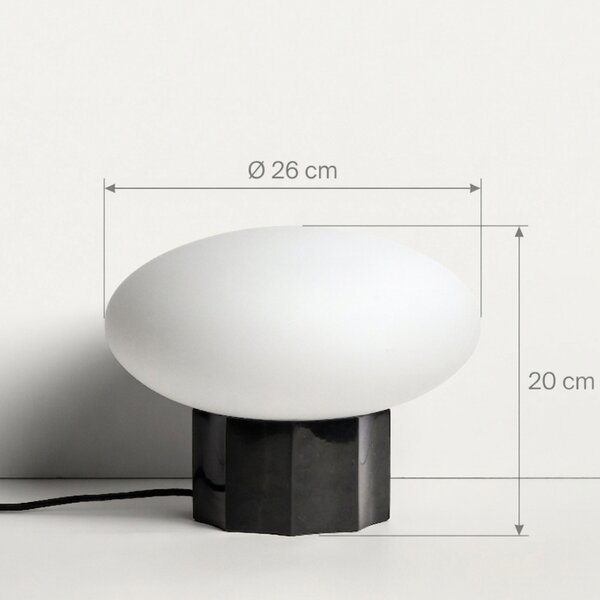 Kave Home Černá mramorová stolní lampa Idela Ø26 cm