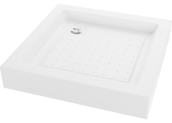 Mexen RIO - Čtvercová sprchová vanička 70x70x14 cm + chromový sifon, bílá, 45107070
