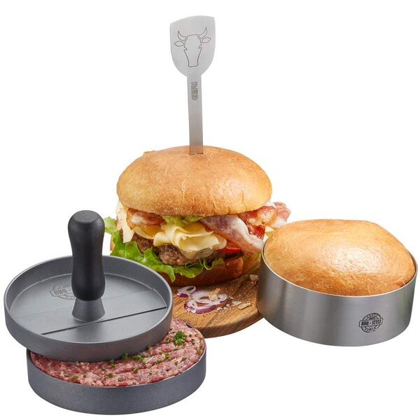 3dílná sada na hamburger BBQ - GEFU (Hamburger press set BBQ 3 díly - GEFU)