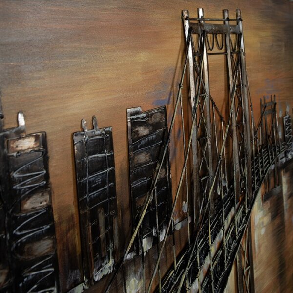 3D kovový nástěnný obraz Most v noci – 120x80 cm