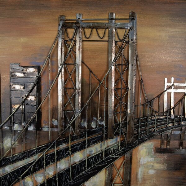 3D kovový nástěnný obraz Most v noci – 120x80 cm