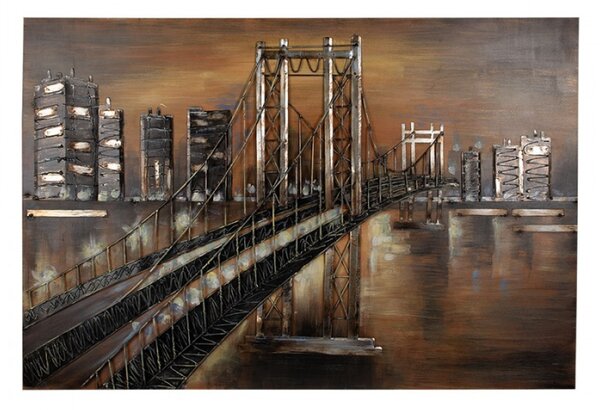 3D kovový nástěnný obraz Most v noci – 120x80 cm