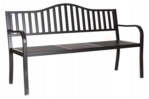 Lavička s opěradlem, kovová, 150 x 60 cm