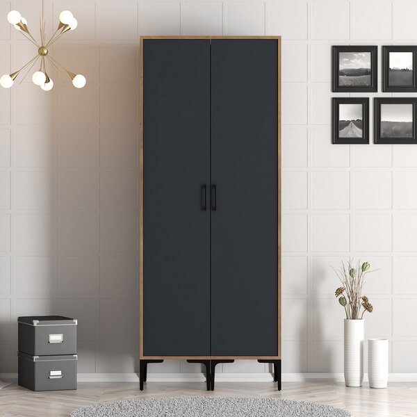 Šatní skříň Kiara SS (ořech + antracit). Akce -25%