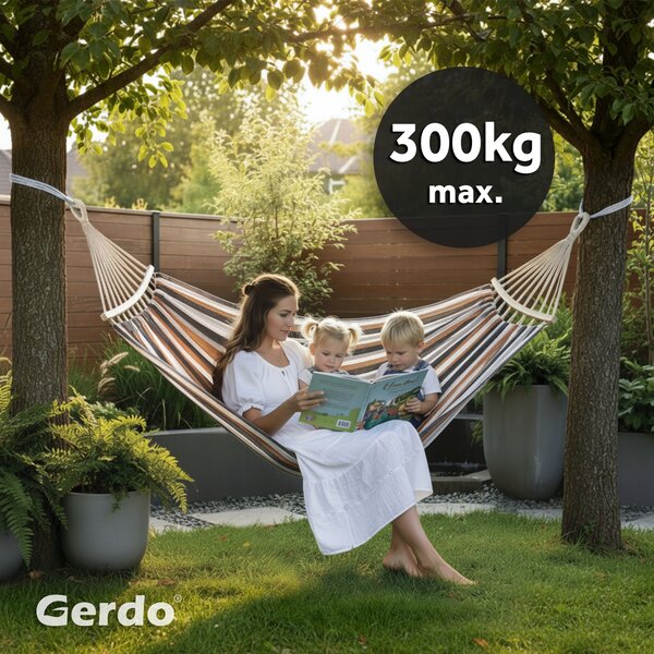 Houpací síť s tyčí Gerdo béžová 300 kg 260 x 150