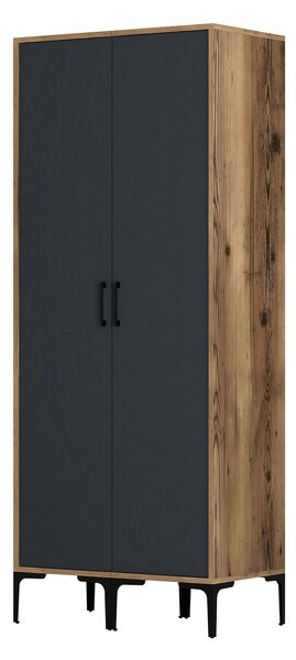 Šatní skříň Kiara SS (ořech + antracit). Akce -25%