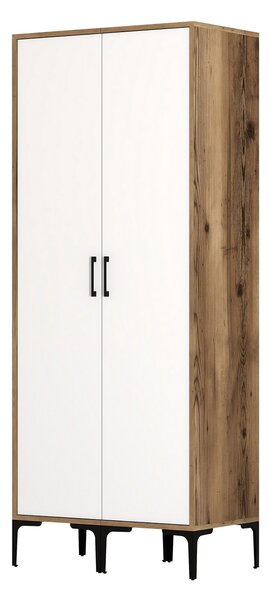 Šatní skříň Kiara SS (ořech + bílá). Akce -25%