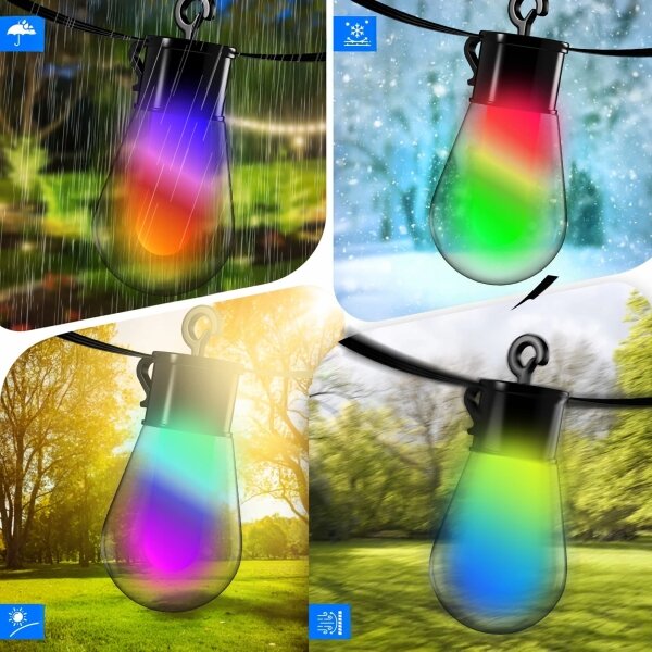 LED RGB Solární dekorační řetěz 15xLED/18 funkcí USB 6 m IP44 černá