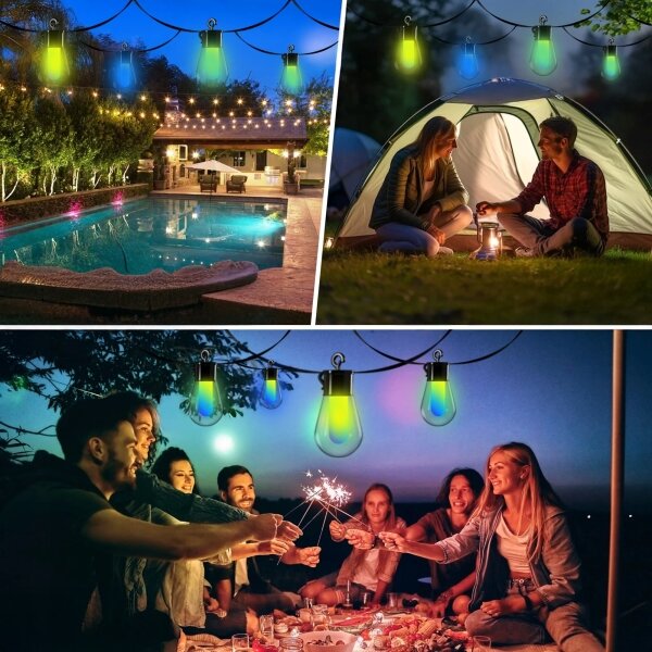 LED RGB Solární dekorační řetěz 15xLED/18 funkcí USB 6 m IP44 černá