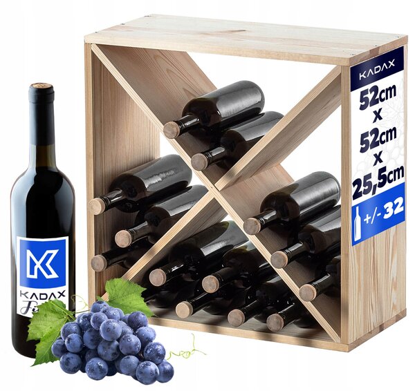 REGÁL NA VÍNO DŘEVĚNÝ STOJAN NA 24 LAHVÍ ALKOHOLU SKŘÍŇKA POLICE DO OBÝVÁKU 52cm