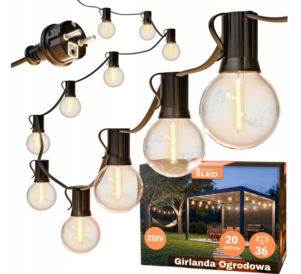 LED Venkovní dekorační řetěz 36xE12/1W/230V 22,35 m IP65 černá