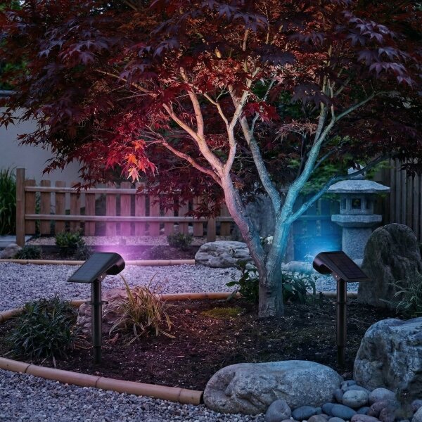 LED RGB Solární lampa 2v1 LED/3,7V 1200 mAh IP54 černá