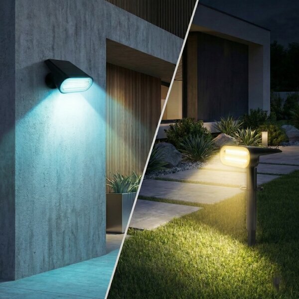 LED RGB Solární lampa 2v1 LED/3,7V 1200 mAh IP54 černá