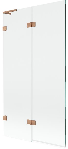Mexen Lunar L, 2-křídlová vanová zástěna levá 100 x 150 cm, čiré sklo, měděná matná, 897L-100-100-65-00-L