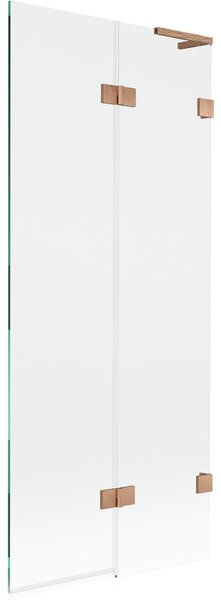 Mexen Lunar L, 2-křídlová vanová zástěna pravá 80 x 150 cm, čiré sklo, měděná matná, 897L-080-100-65-00-P