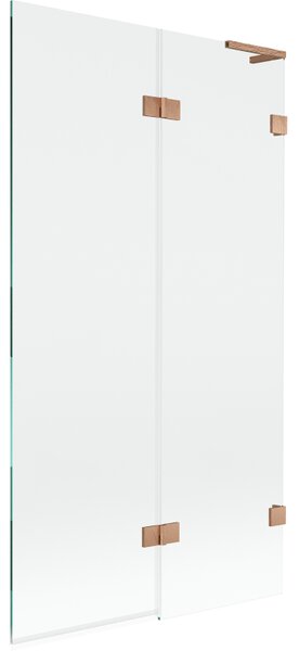 Mexen Lunar L, 2-křídlová vanová zástěna pravá 100 x 150 cm, čiré sklo, měděná matná, 897L-100-100-65-00-P