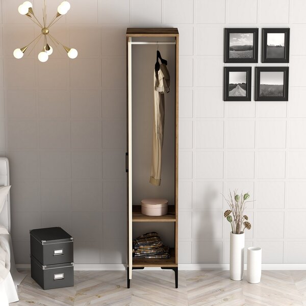 Šatní skříň Kiara R (ořech + krémová). Akce -25%