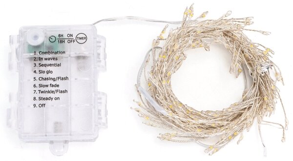 Aigostar - LED Venkovní vánoční řetěz 200xLED/8 funkcí 3xAA 6,3m IP44 teplá bílá