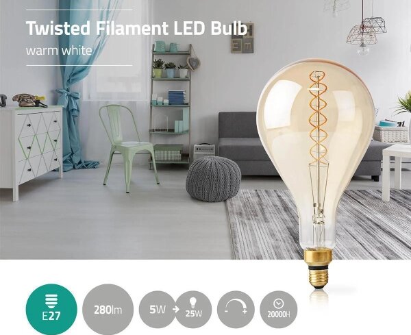 Nedis LEDBTFE27A160 - LED Stmívatelná žárovka FILAMENT A160 E27/5W/230V 2000K