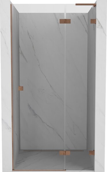 Mexen Lunar L, pravé otočné sprchové dveře 70 cm, 8mm čiré sklo, měděný matný profil, 834L-070-000-65-00-P