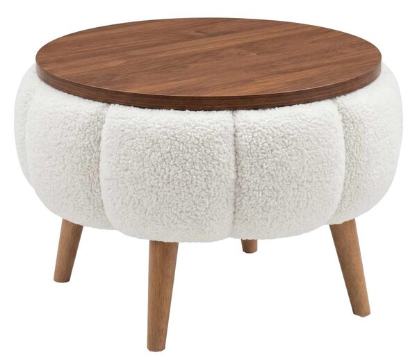 Konferenční stolek FELPO pr. 45 cm bílá/ořech